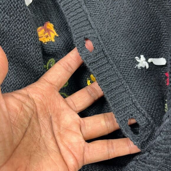 Basic Editions Embroidered Sweater Vest Fall Leaf Grandmacore Cozy Knit SMALL - Picture 11 of 12